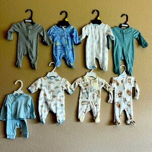 Offers NWOT Assorted Preemie Baby One Piece Sets  - Blue, White, Gray